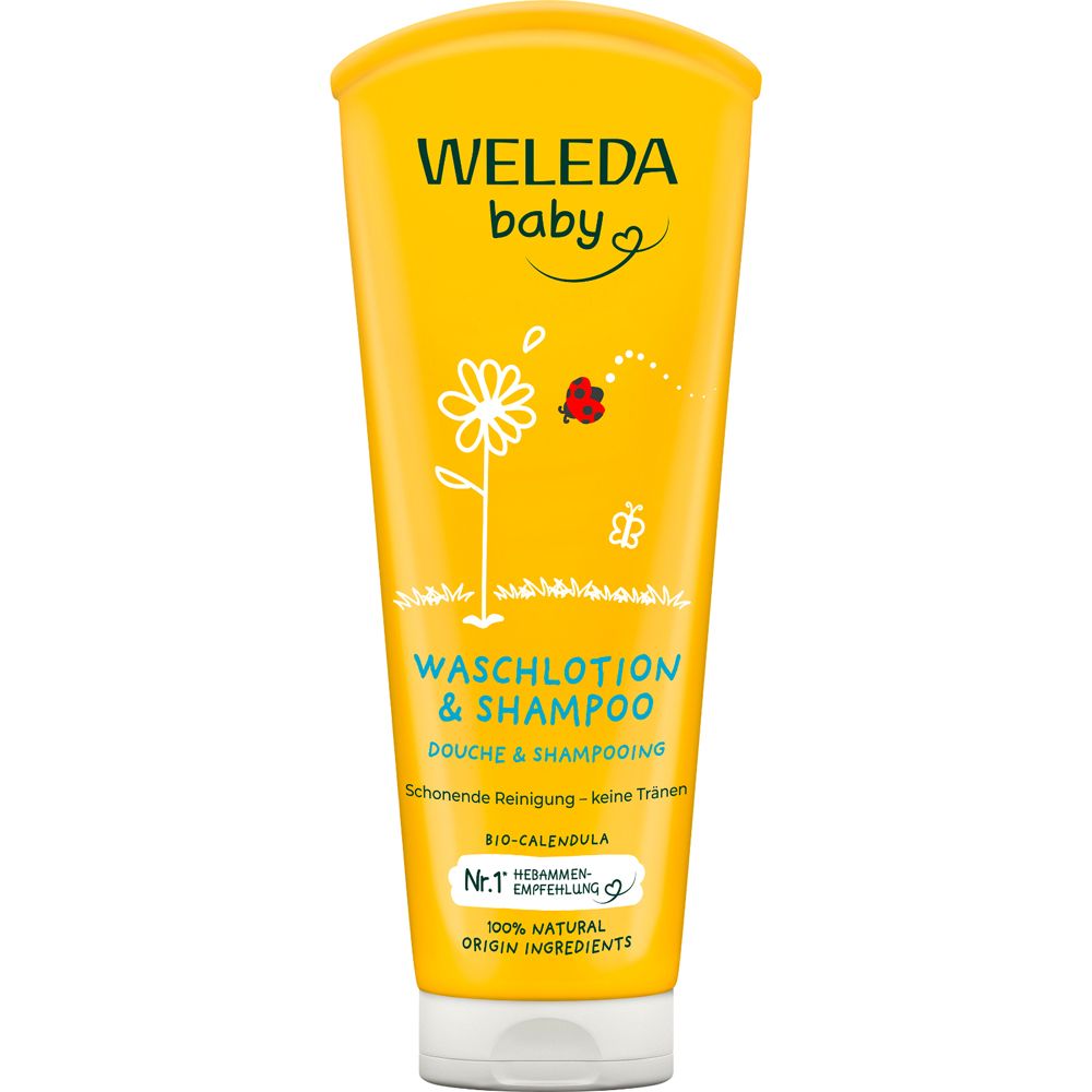 Weleda Calendula Waschlotion + Shampoo 200ml Vorderseite