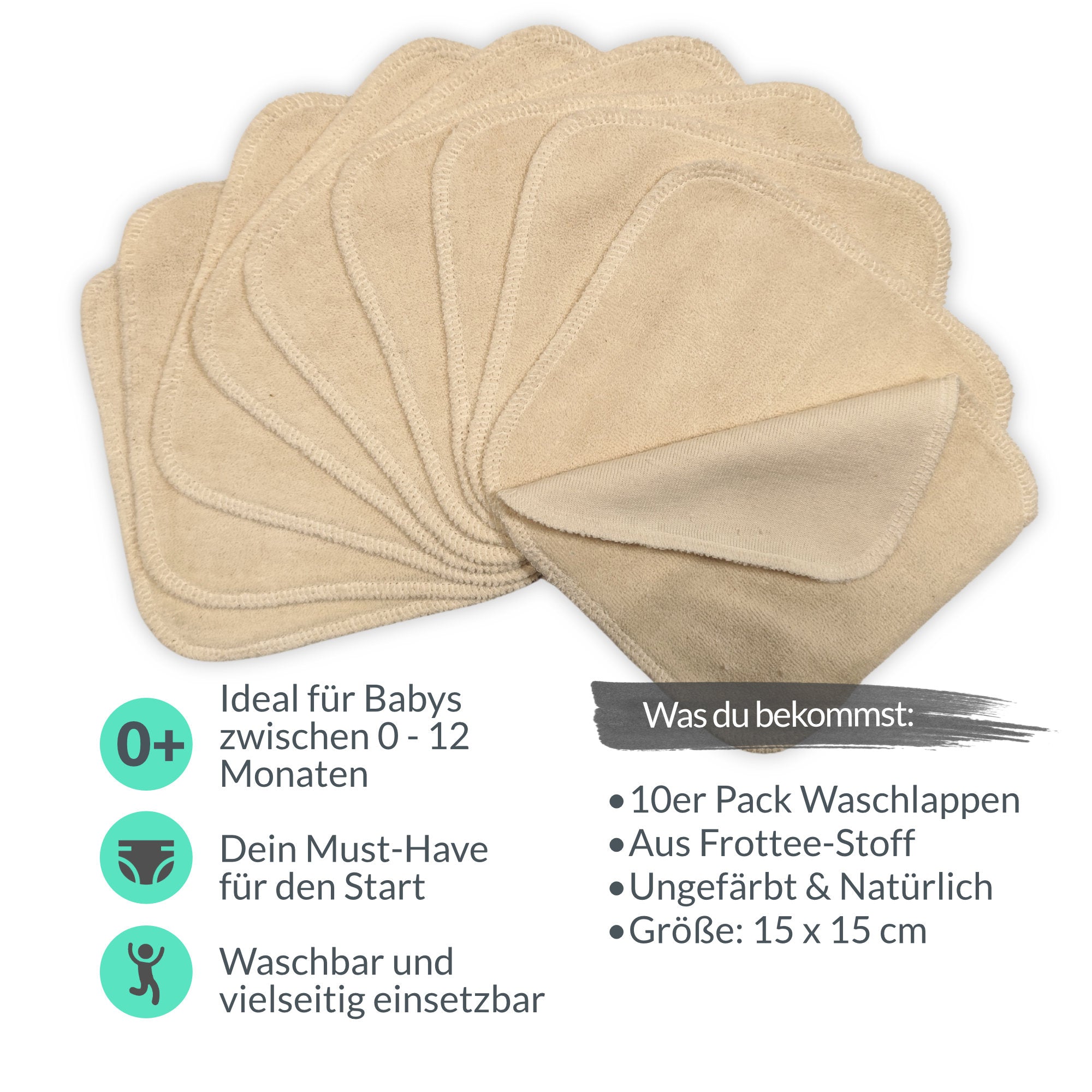 Easypisi Waschlappen | Einlagig aus Frottee-Stoff - 15 x 15cm